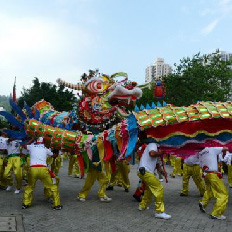元朗马田村村民应邀在2009年10月18日于香港文化博物馆舞动金龙